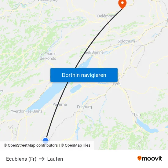 Ecublens (Fr) to Laufen map