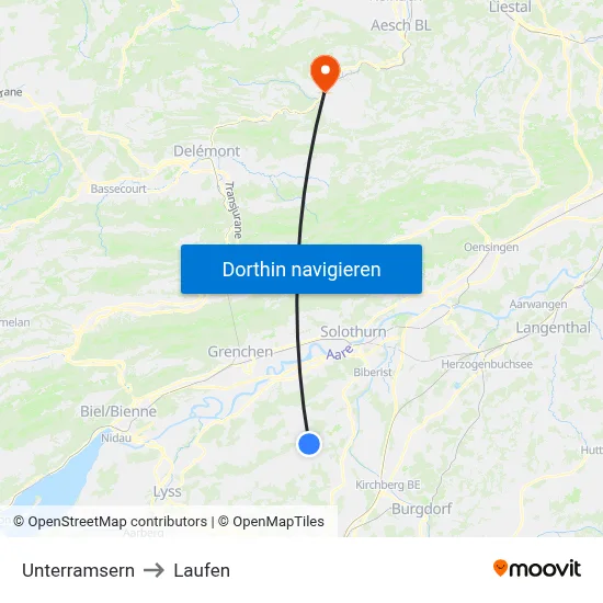 Unterramsern to Laufen map
