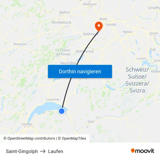 Saint-Gingolph to Laufen map