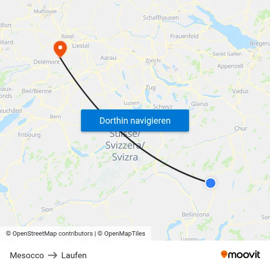 Mesocco to Laufen map