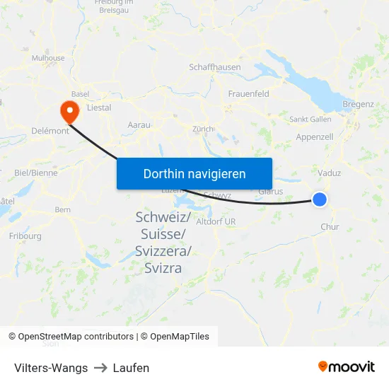 Vilters-Wangs to Laufen map
