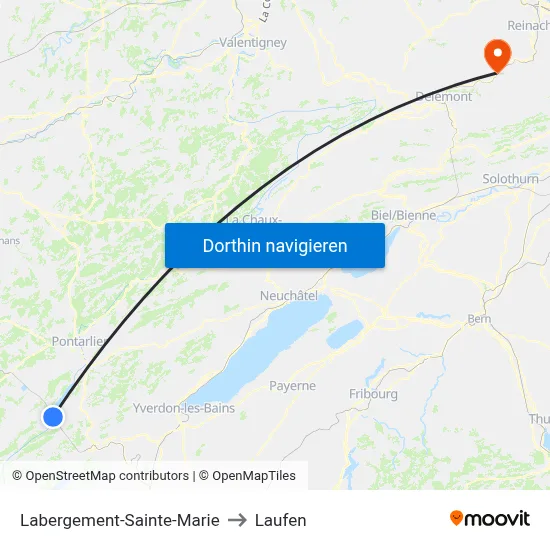 Labergement-Sainte-Marie to Laufen map