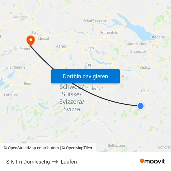 Sils Im Domleschg to Laufen map