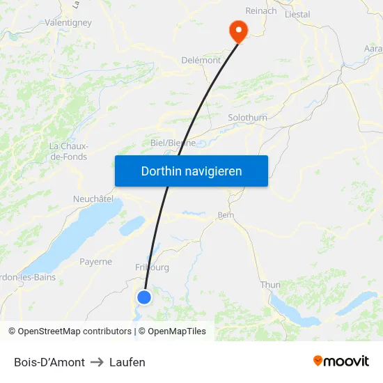 Bois-D’Amont to Laufen map