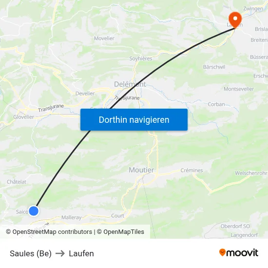 Saules (Be) to Laufen map