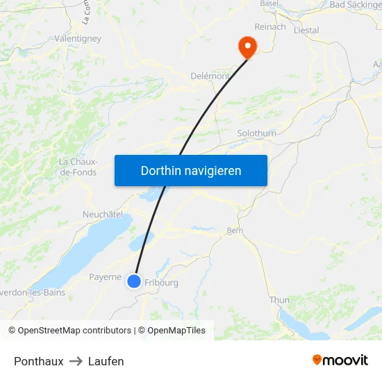 Ponthaux to Laufen map