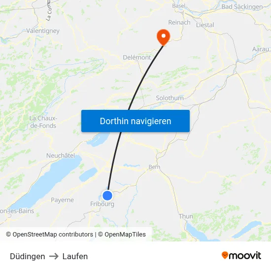 Düdingen to Laufen map