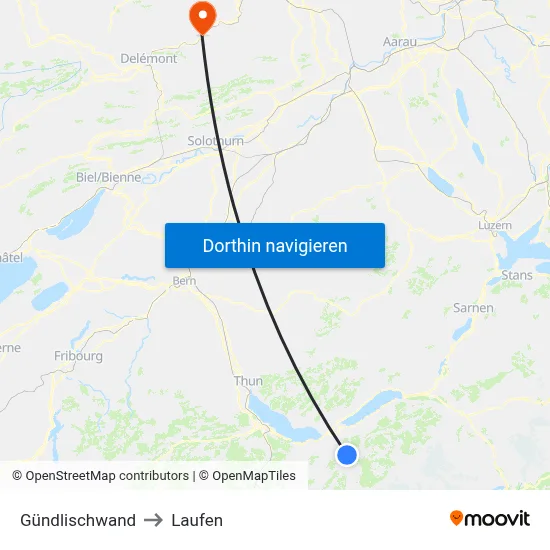 Gündlischwand to Laufen map