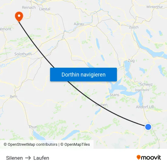 Silenen to Laufen map