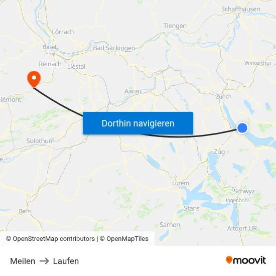 Meilen to Laufen map