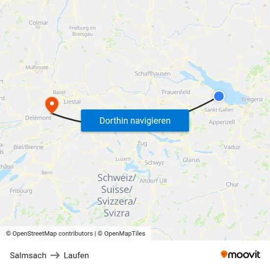 Salmsach to Laufen map