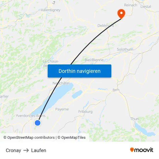 Cronay to Laufen map