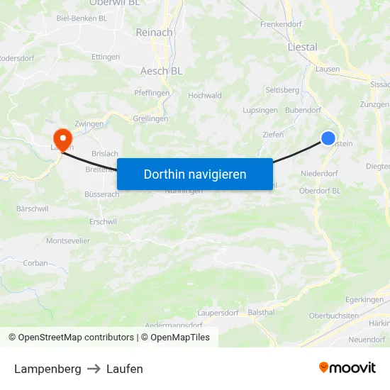 Lampenberg to Laufen map
