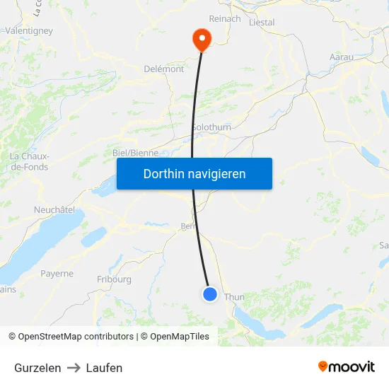 Gurzelen to Laufen map