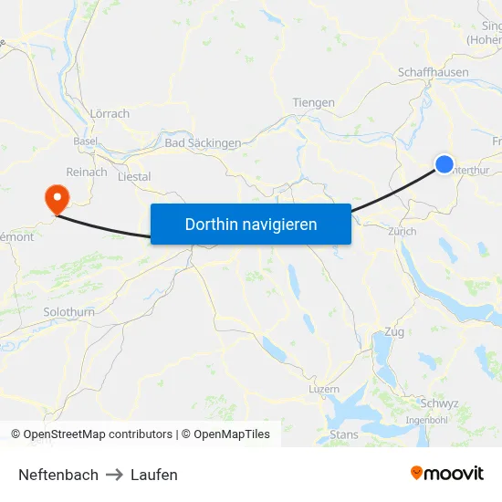 Neftenbach to Laufen map