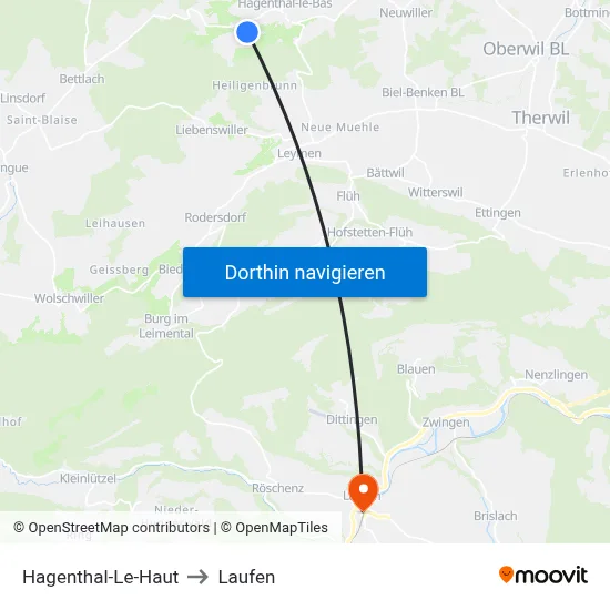 Hagenthal-Le-Haut to Laufen map