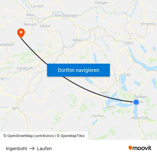 Ingenbohl to Laufen map