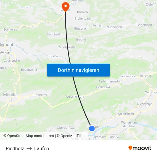 Riedholz to Laufen map