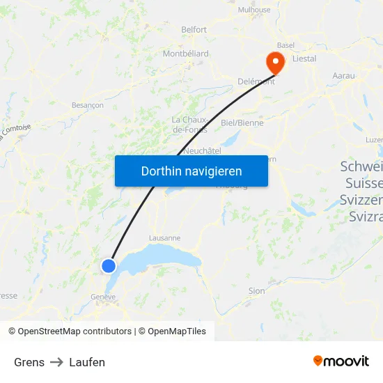Grens to Laufen map