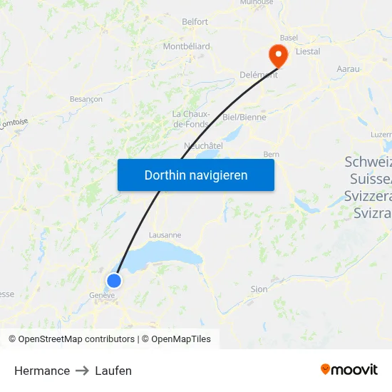 Hermance to Laufen map