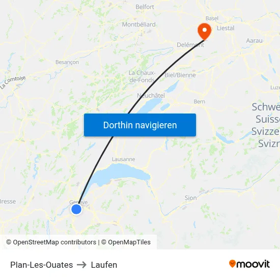 Plan-Les-Ouates to Laufen map