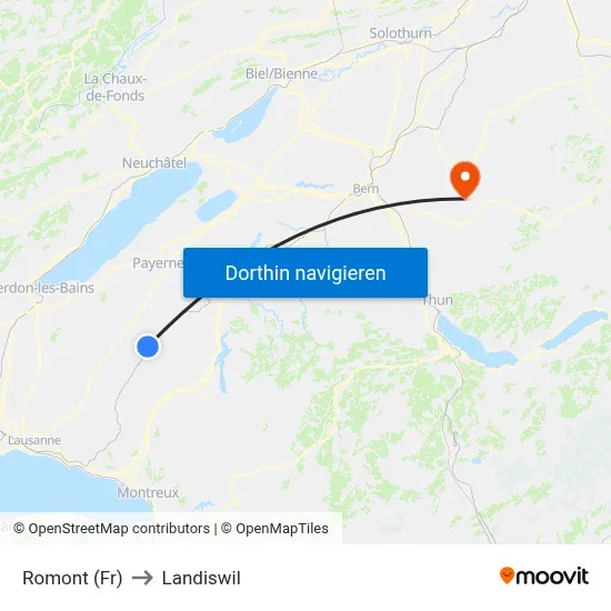 Romont (Fr) to Landiswil map