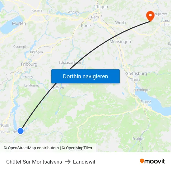 Châtel-Sur-Montsalvens to Landiswil map