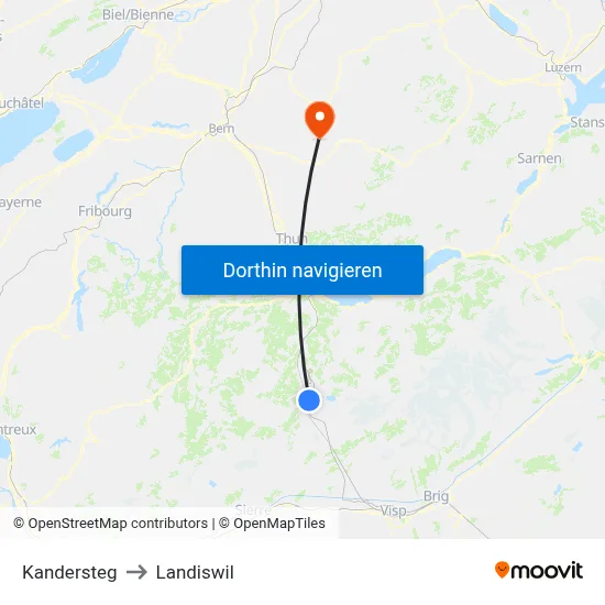 Kandersteg to Landiswil map
