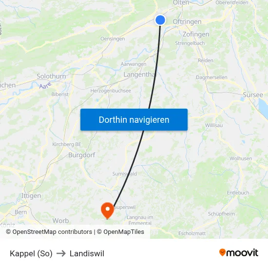 Kappel (So) to Landiswil map