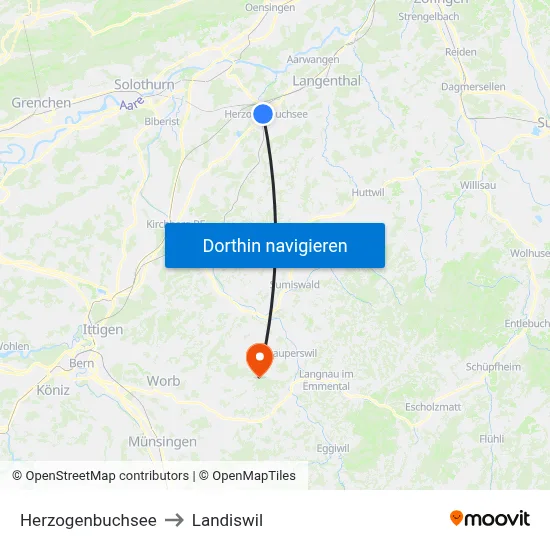 Herzogenbuchsee to Landiswil map
