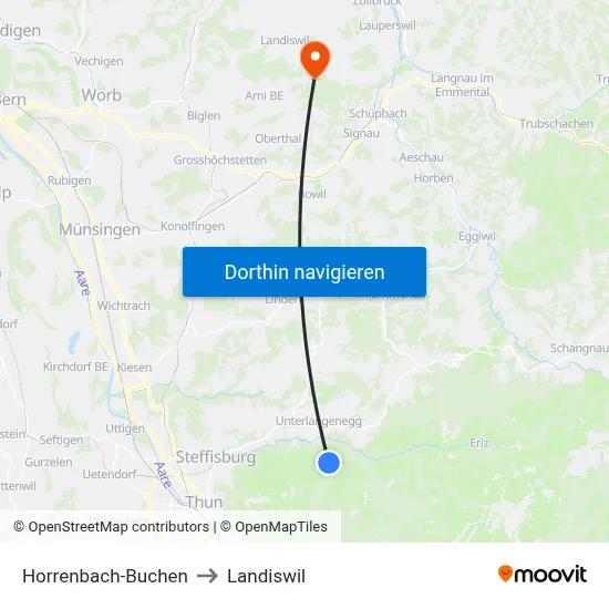 Horrenbach-Buchen to Landiswil map