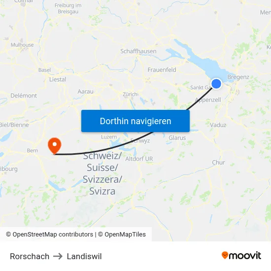 Rorschach to Landiswil map