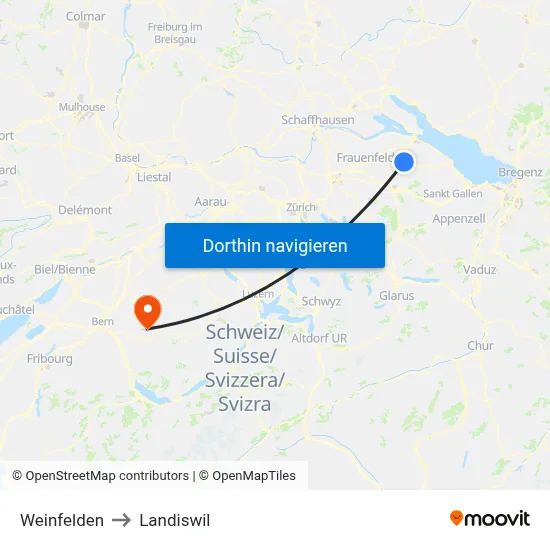 Weinfelden to Landiswil map