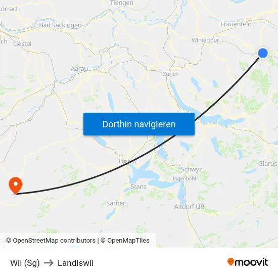 Wil (Sg) to Landiswil map