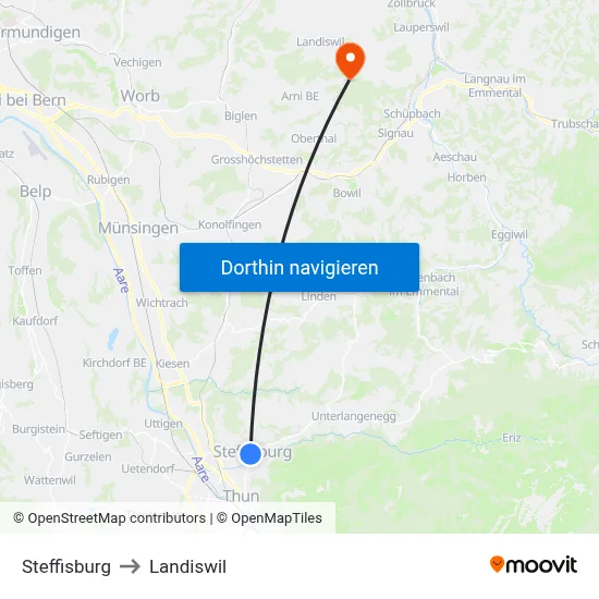 Steffisburg to Landiswil map