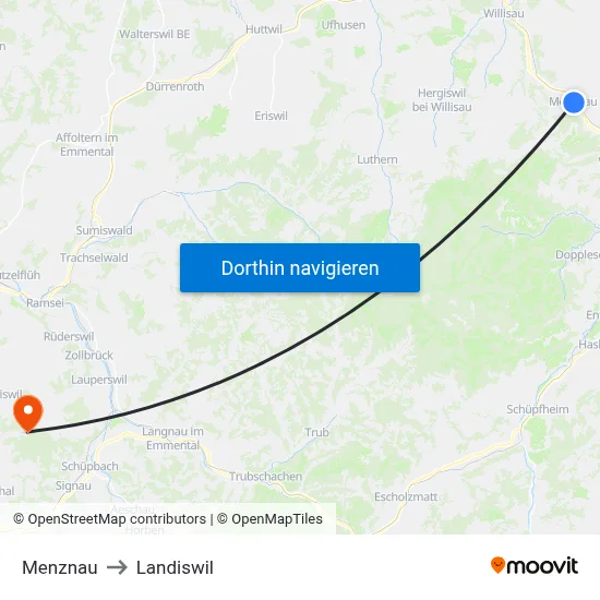 Menznau to Landiswil map