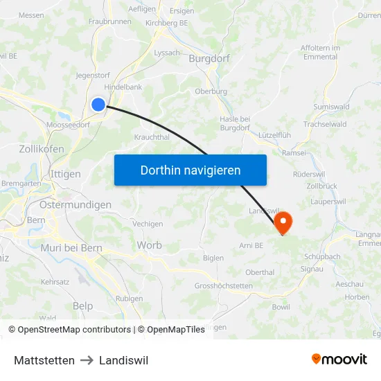Mattstetten to Landiswil map