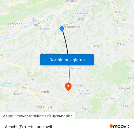 Aeschi (So) to Landiswil map