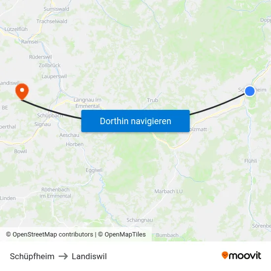 Schüpfheim to Landiswil map