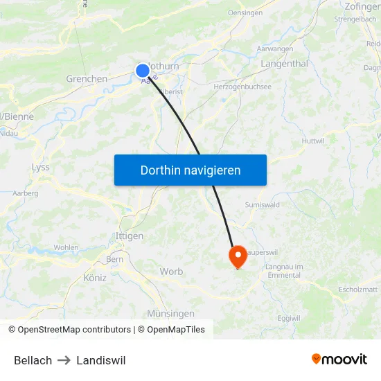 Bellach to Landiswil map