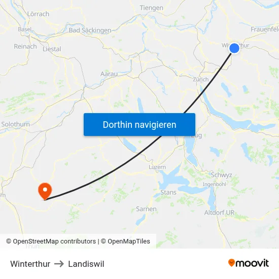 Winterthur to Landiswil map