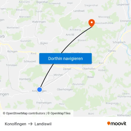 Konolfingen to Landiswil map