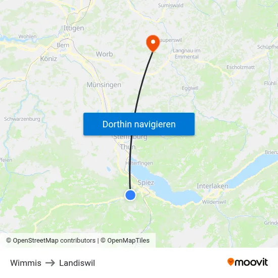 Wimmis to Landiswil map