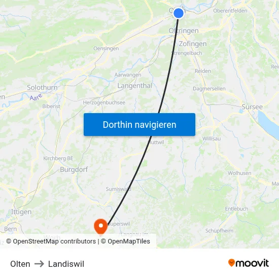 Olten to Landiswil map