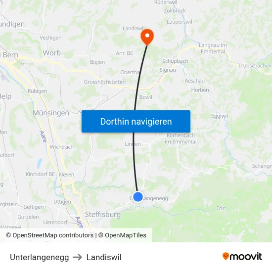 Unterlangenegg to Landiswil map