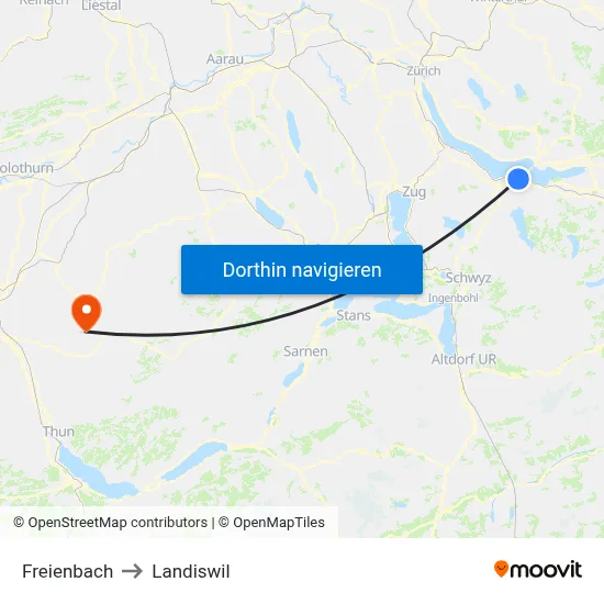 Freienbach to Landiswil map
