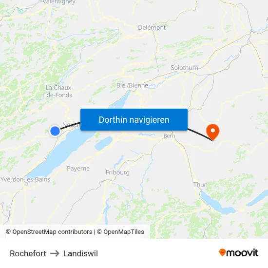 Rochefort to Landiswil map