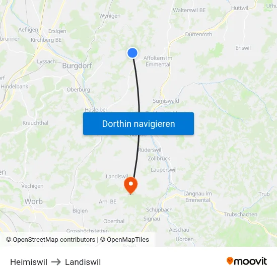 Heimiswil to Landiswil map
