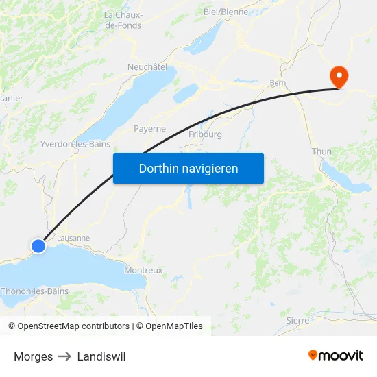 Morges to Landiswil map