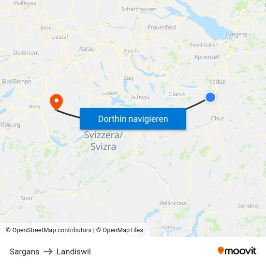 Sargans to Landiswil map